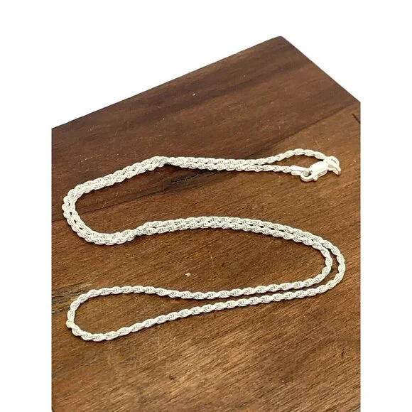 Sterling Silver Rope Necklace 20'' Chain 1.85mm Wide Unisex Jewelry - Picture 9 of 12